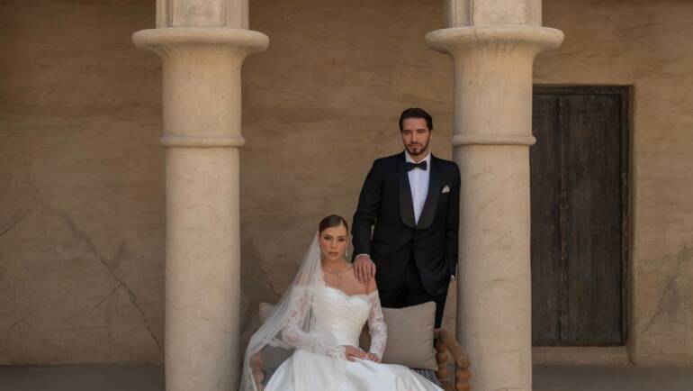 Old Money Couple Photoshoot in Dubai at Al Seef Heritage Hotel